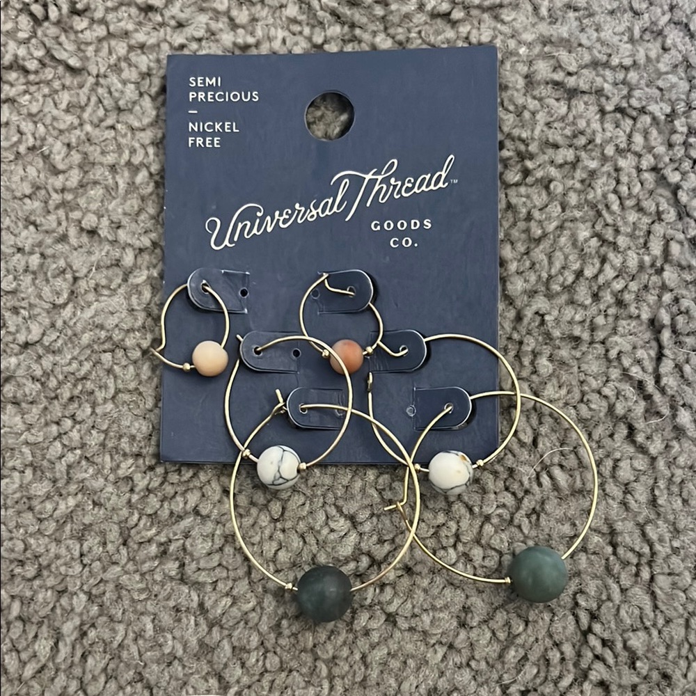 Universal Thread Gold Hoop Earrings Set - Multicolor